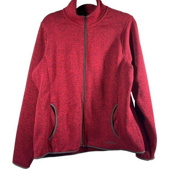 Eddie Bauer Jacket Men's XXL Full Zip Red Gray Pockets Embroidered Logo Long Slv - Picture 1 of 10